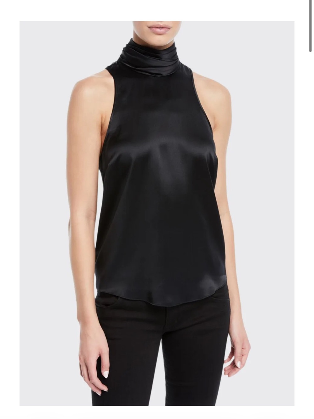 Cinq À Sept black Silk turtleneck Jazlyn